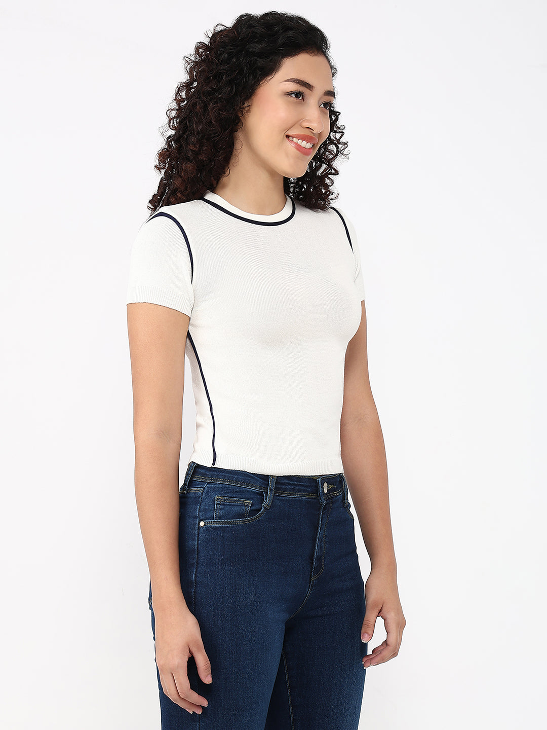 Women White Slim Fit Flat Knit