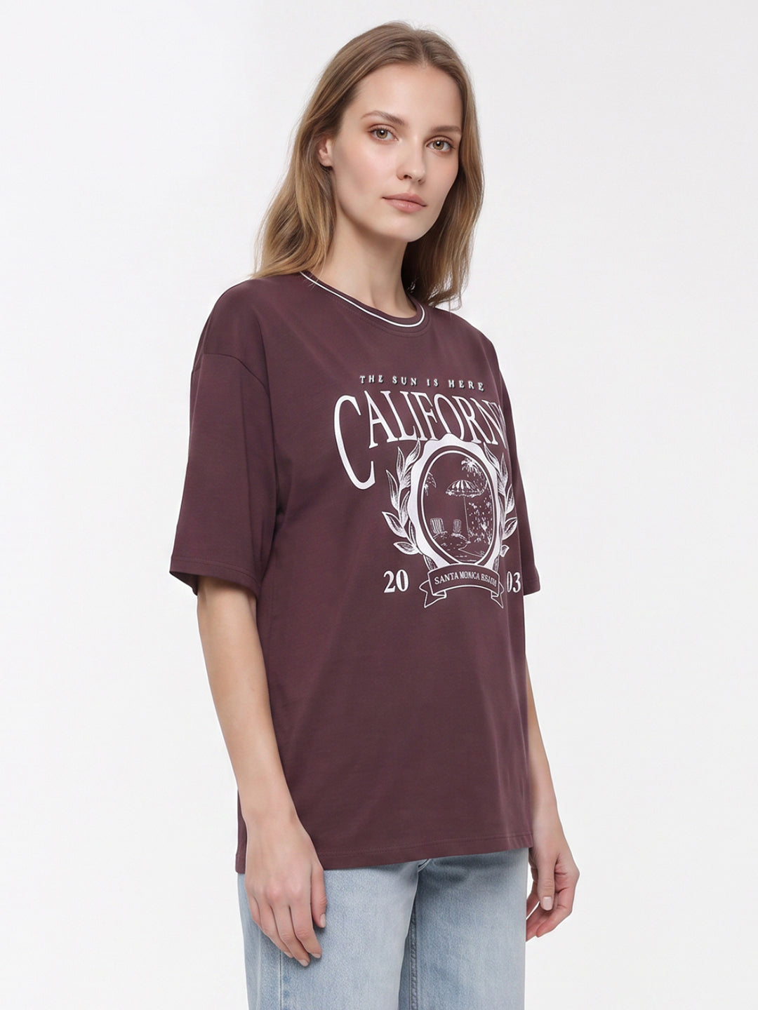 Women Mauve Oversized T-Shirt