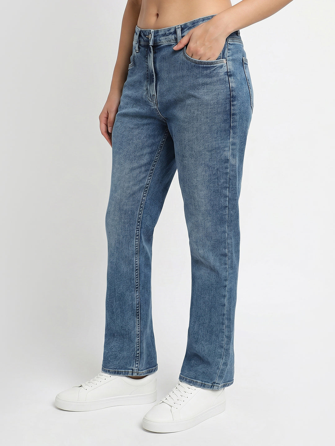 Women Blue High-Rise Flare Jeans
