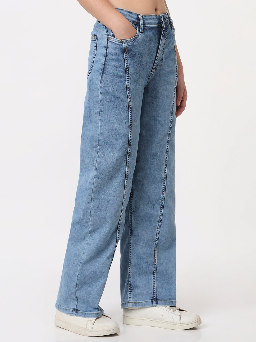 Women Blue High-Rise Straight Fit Jeans