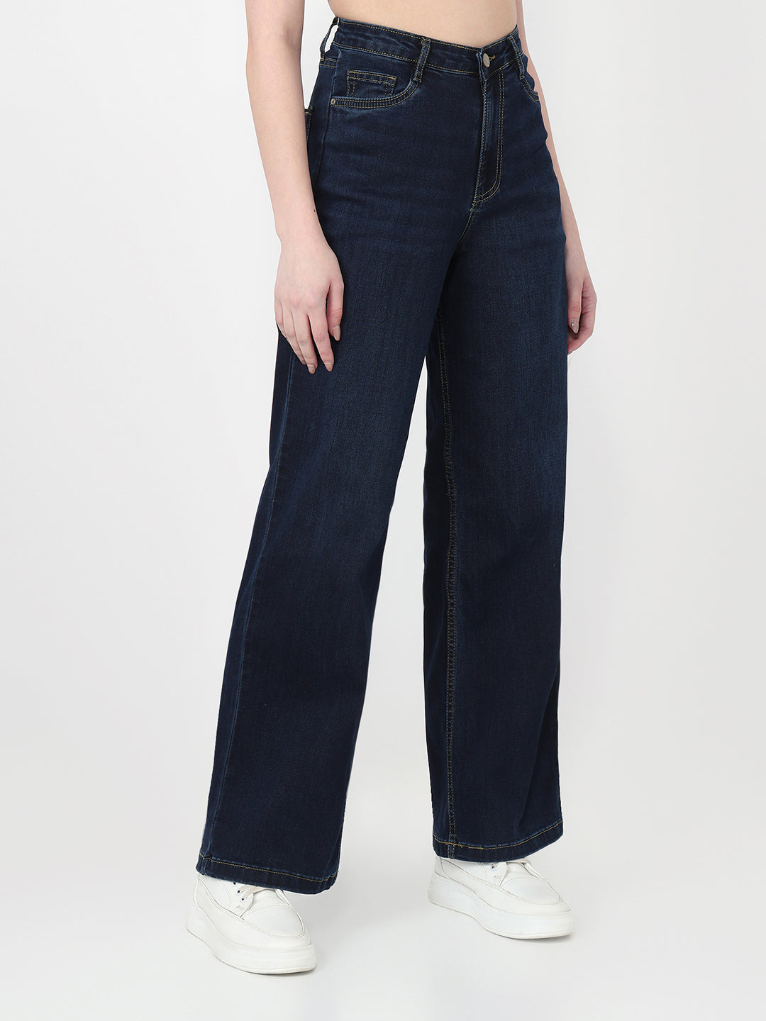 Dark Blue High-Rise Wide Leg Jeans