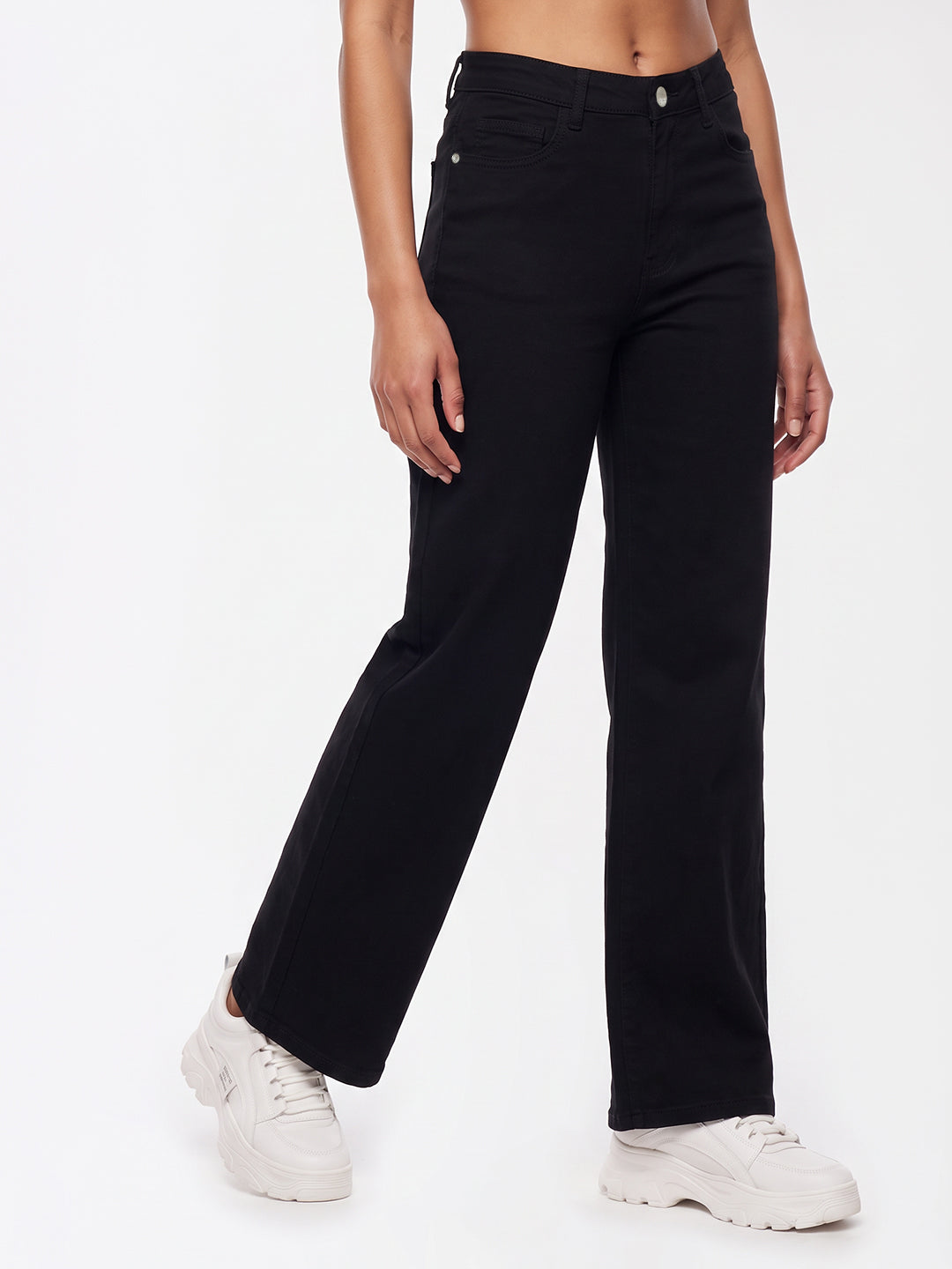 Black High-Rise Super Wide Leg Jeans