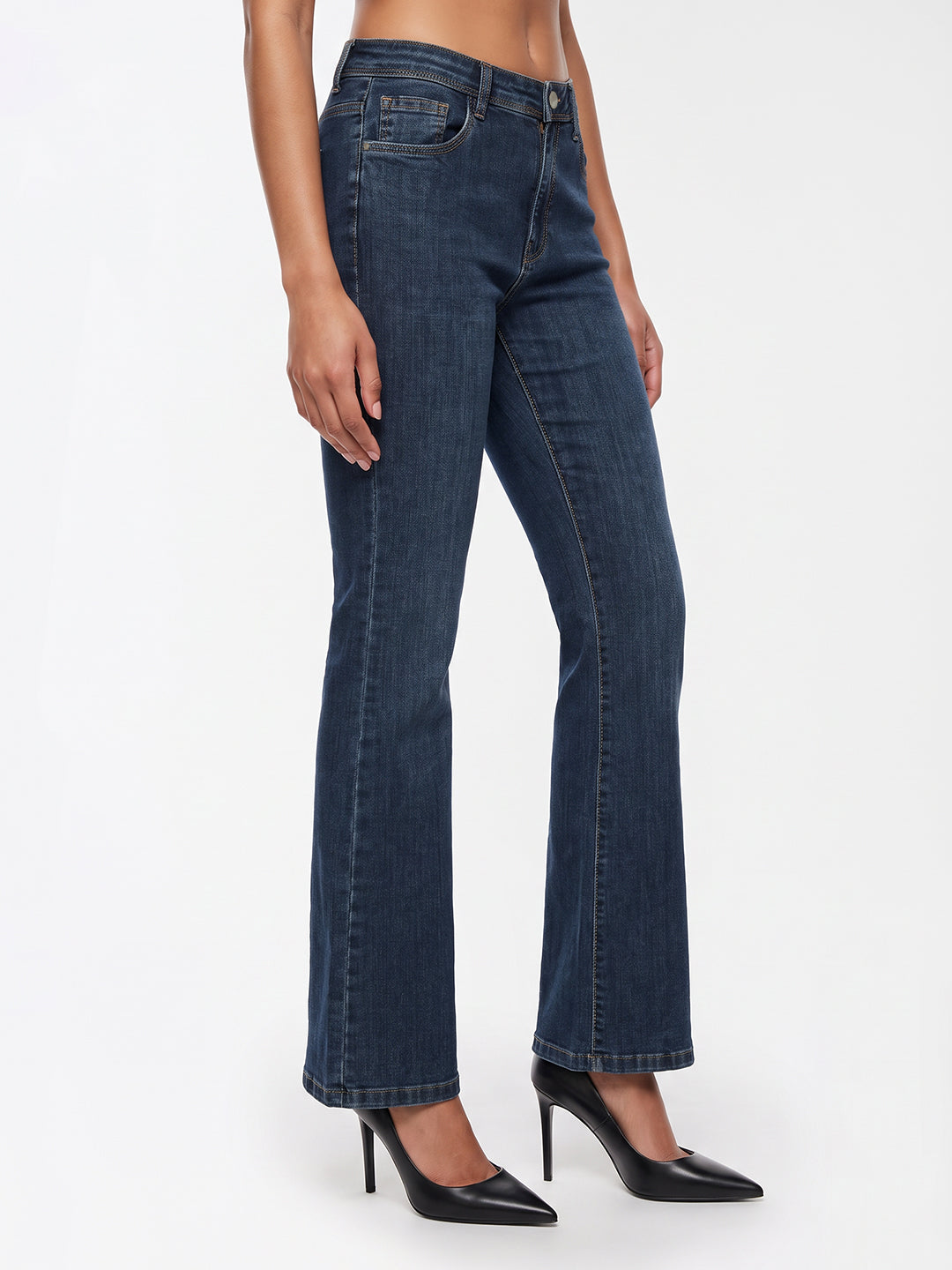 Dark Blue High-Rise Flare Jeans