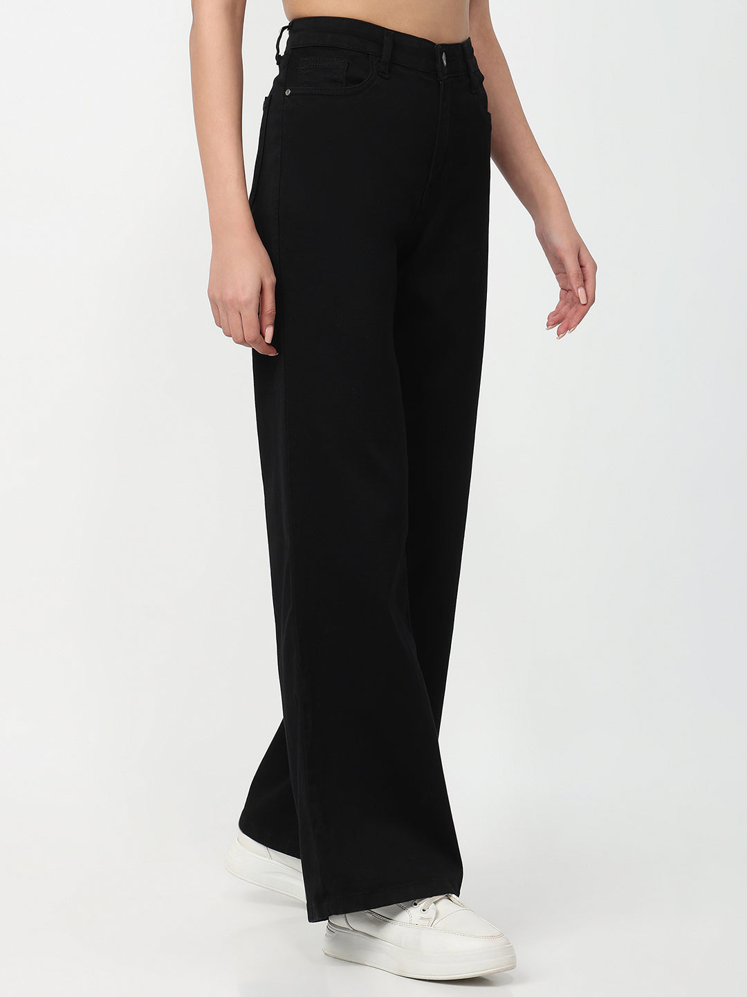 Women Black High-Rise Super Wide Leg Jeans