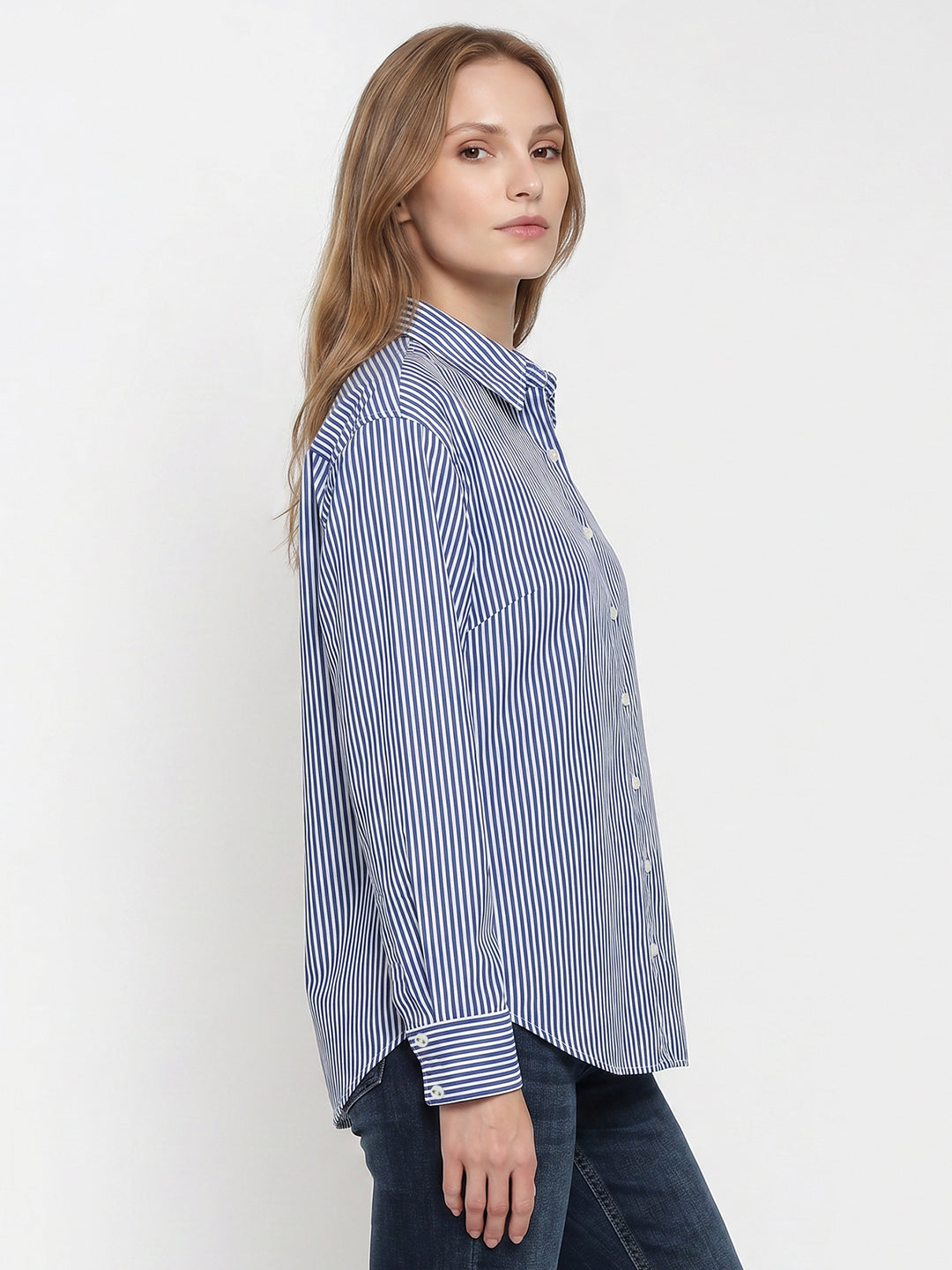Women Electric Blue/White Oversize Shirt