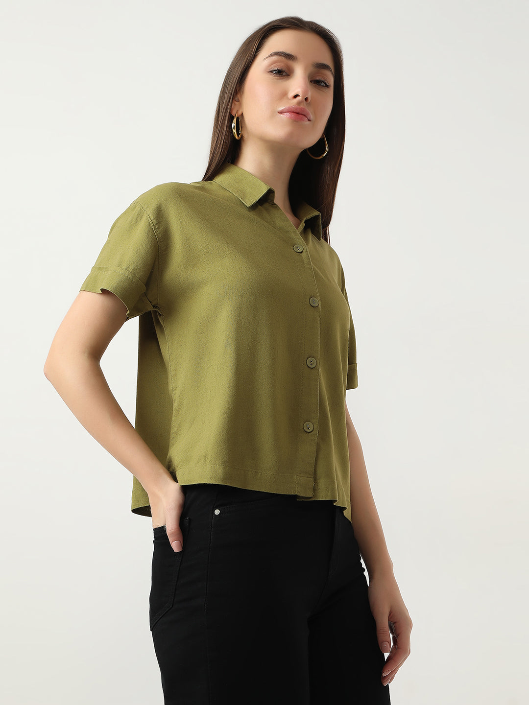 Women Avocado Crop Shirt