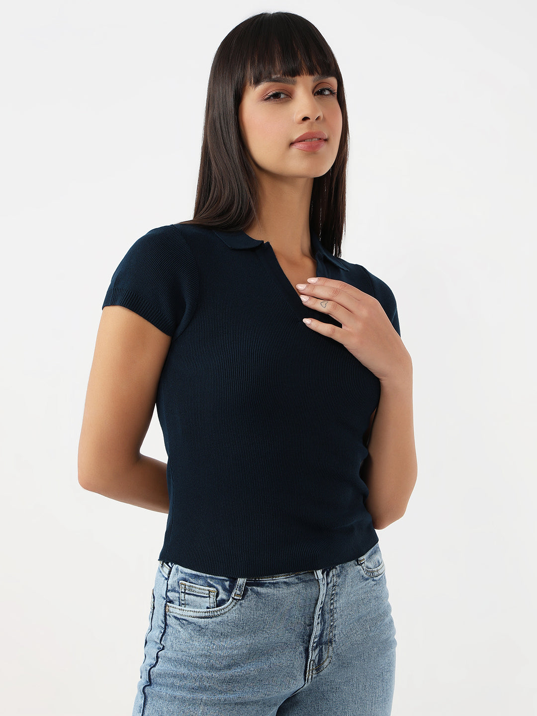 Women Slim Fit Flat Knit Top