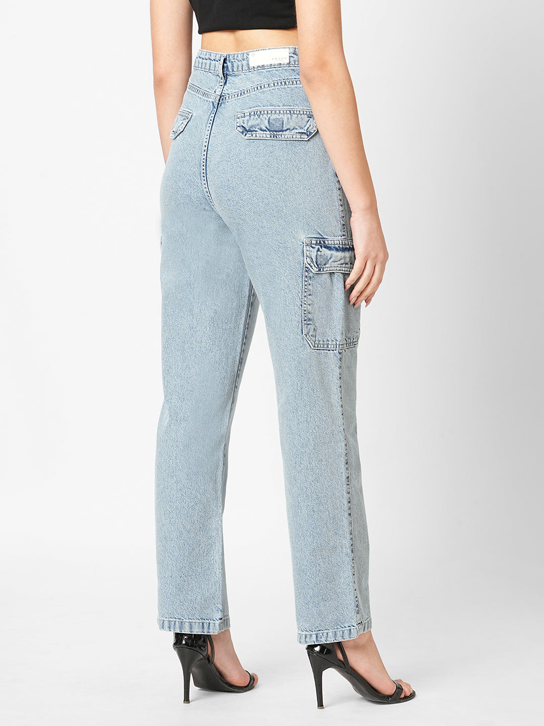 Women Blue Mid-Rise Cargo