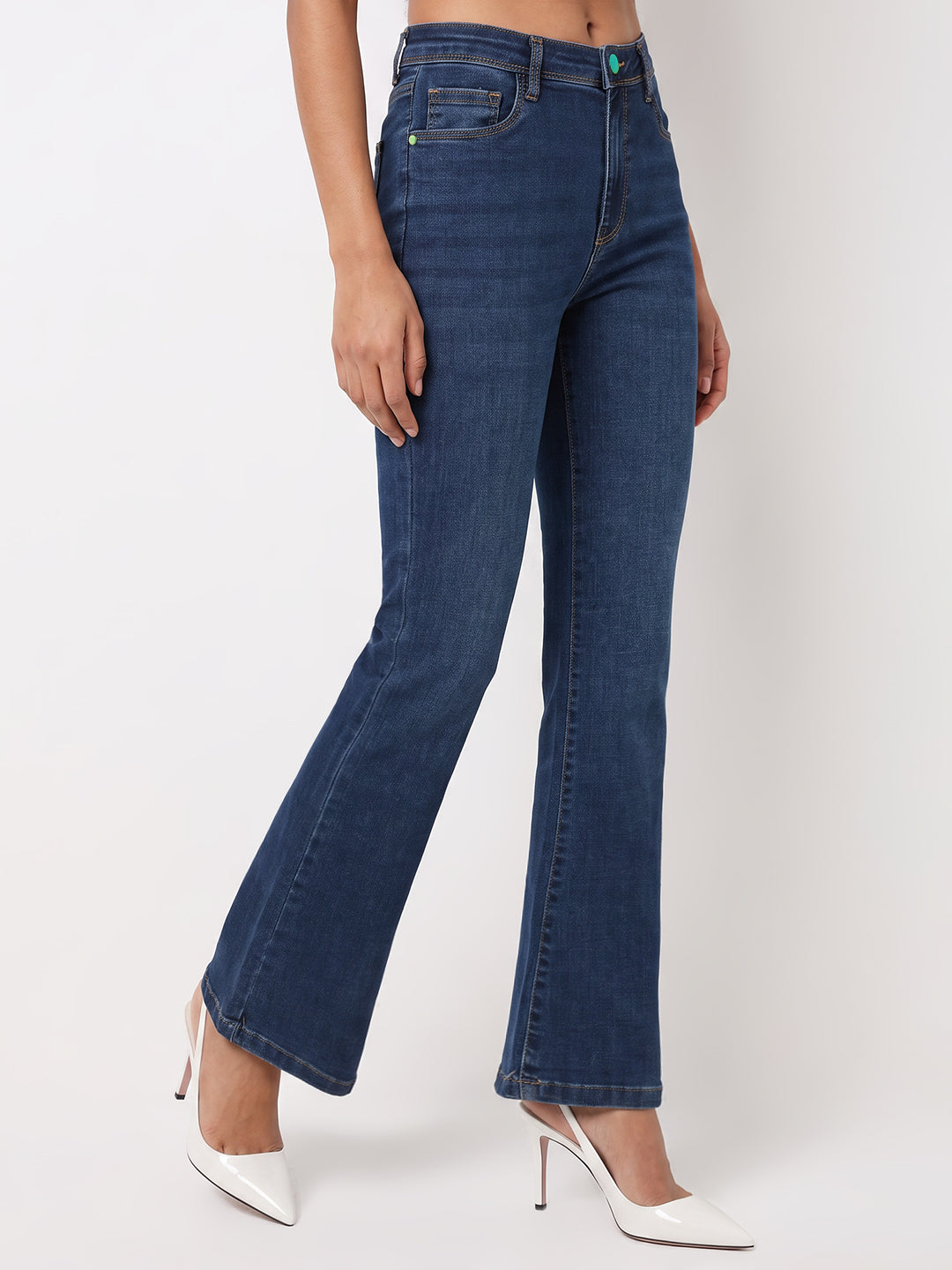 Dark Blue High-Rise Flare Jeans