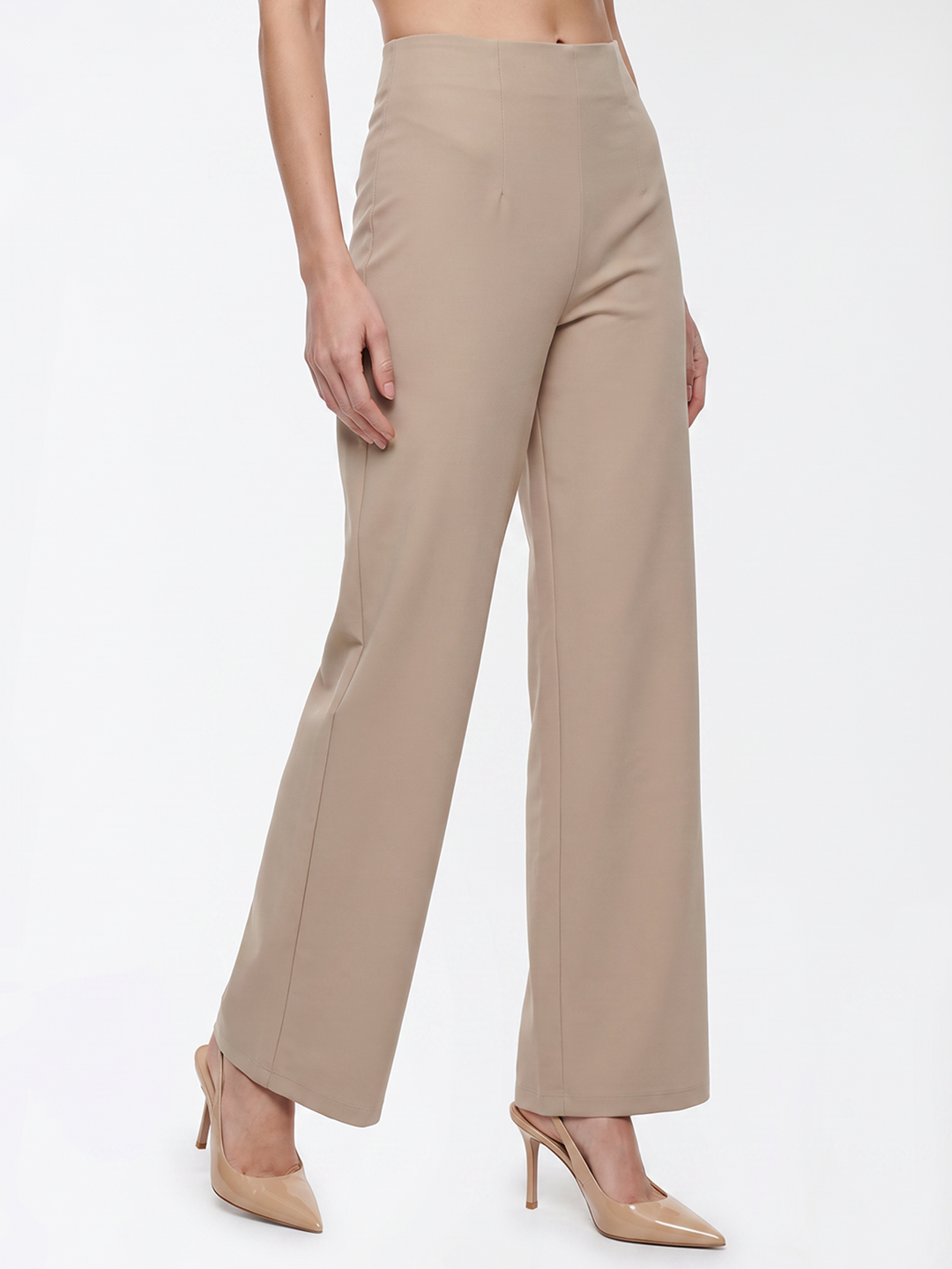 Women Beige Wide Leg Treggings
