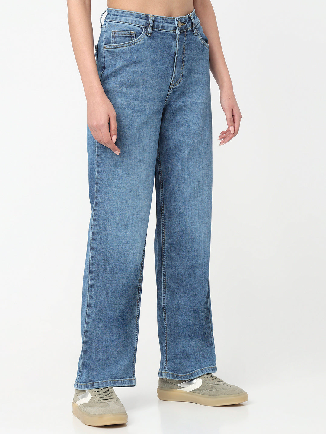 Women Blue High-Rise Straight Fit Jeans