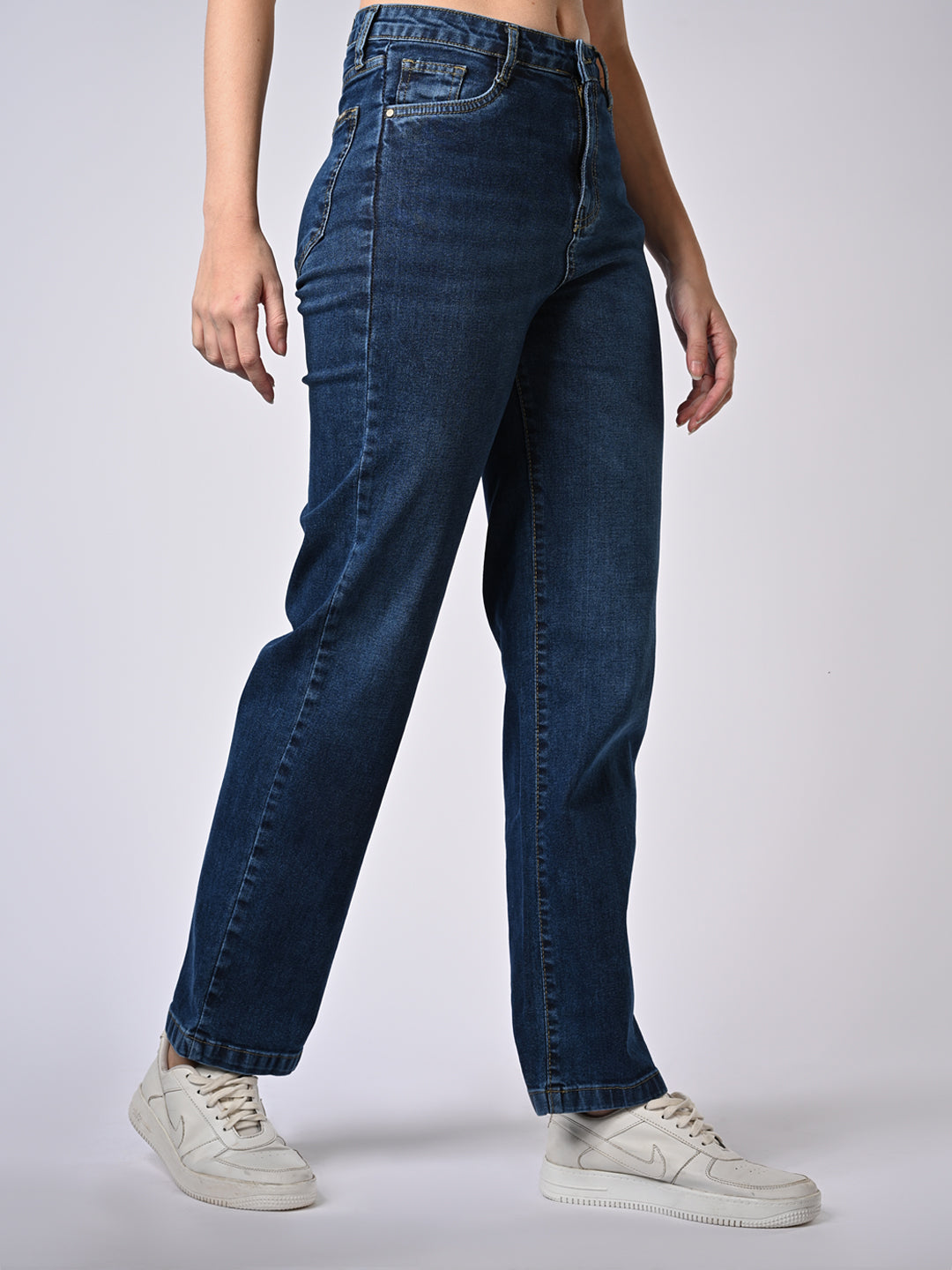 Women Blue High-Rise Straight Fit Jeans