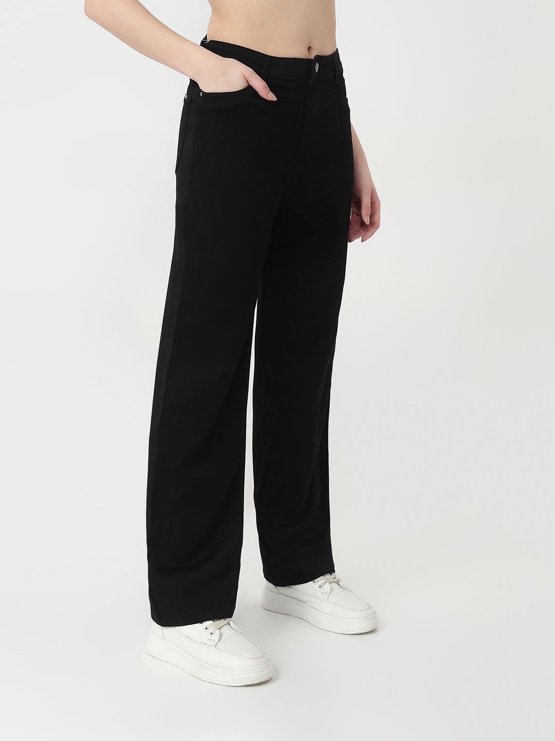 Women Black High-Rise Straight Jeans