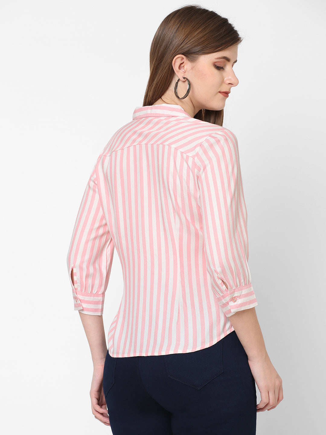 Women Peach/White Stripe Shirt