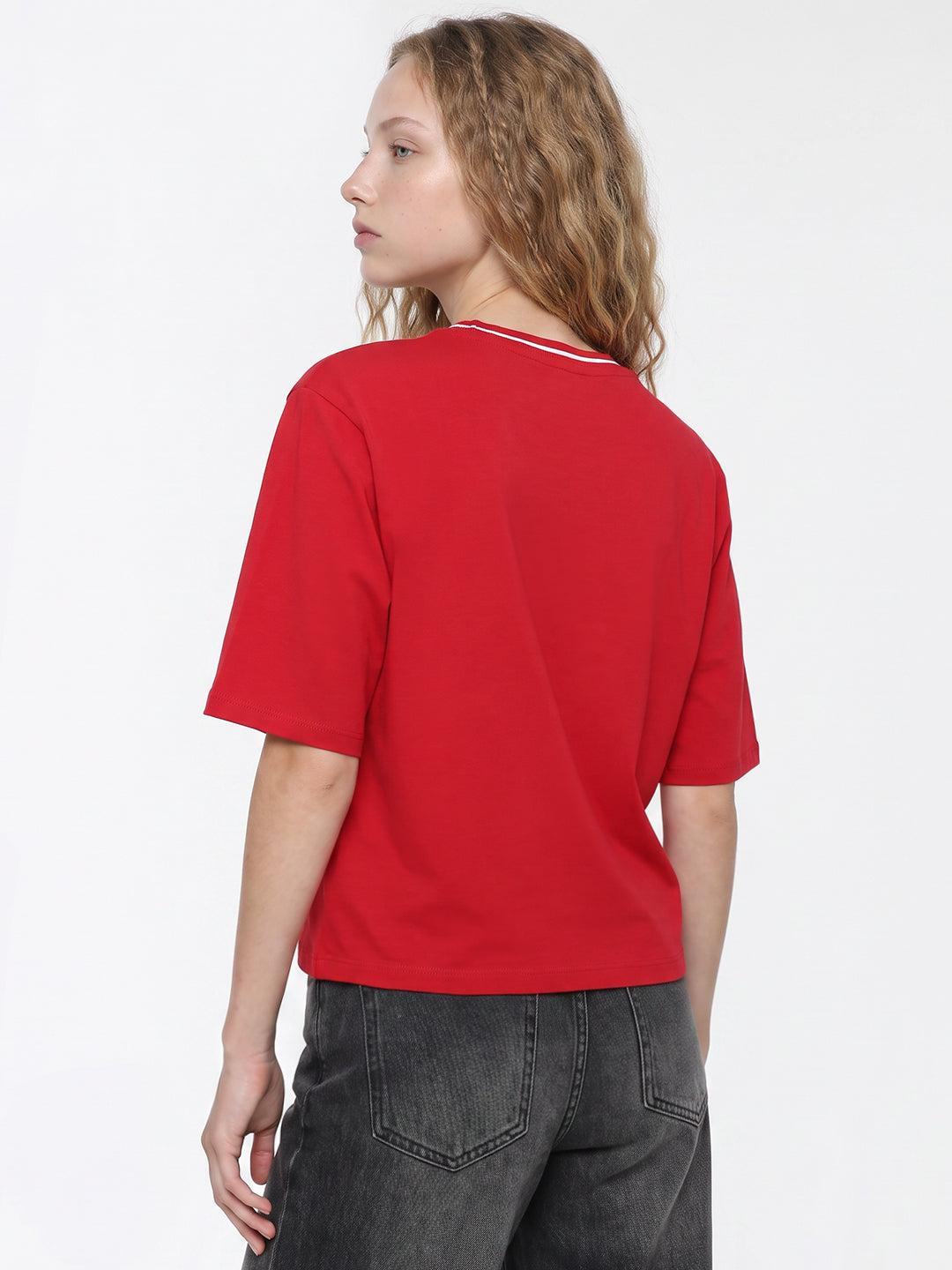 Red Graphic Crop Tees