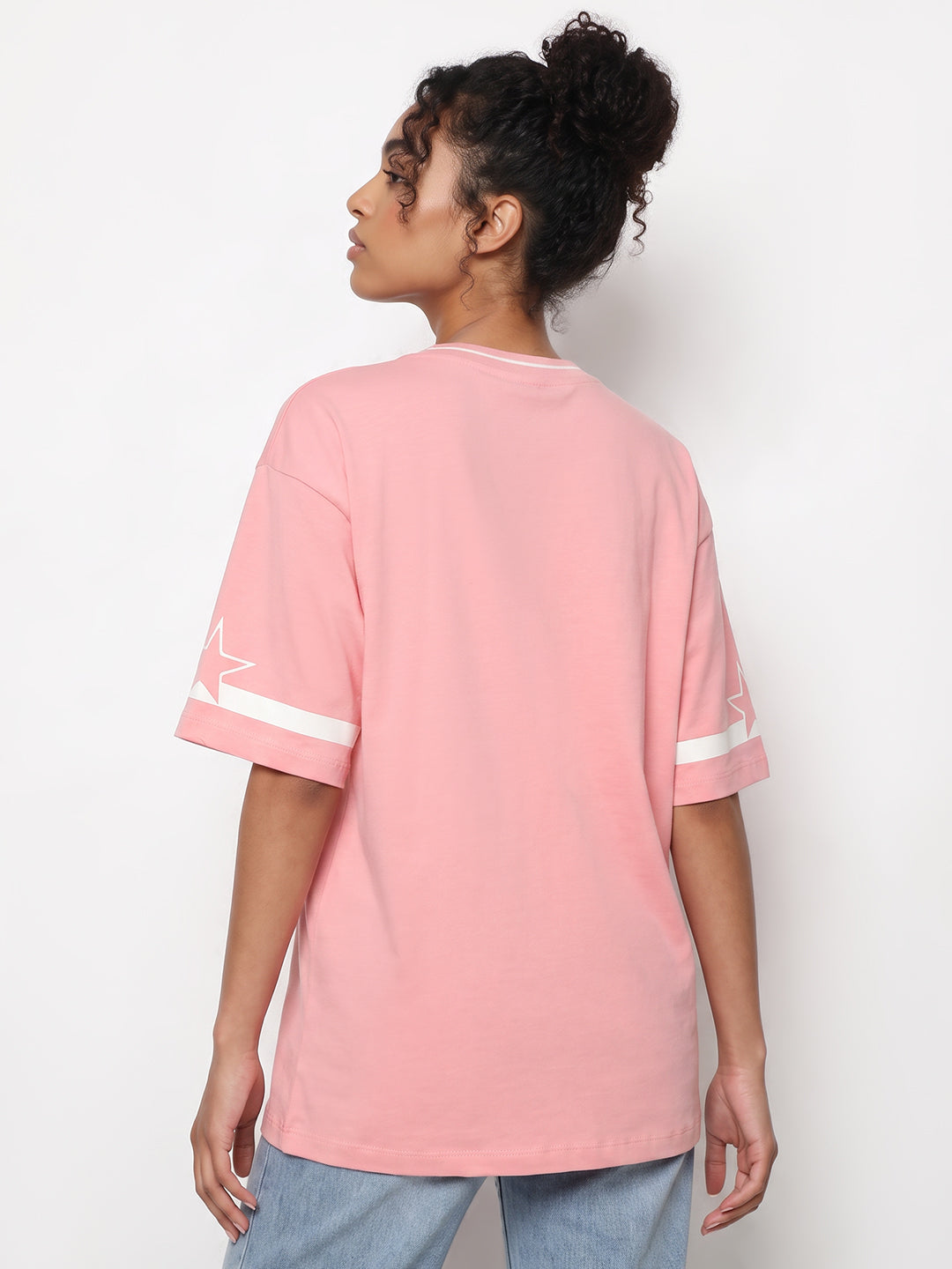 Peach Pink Graphic Oversized T-Shirt