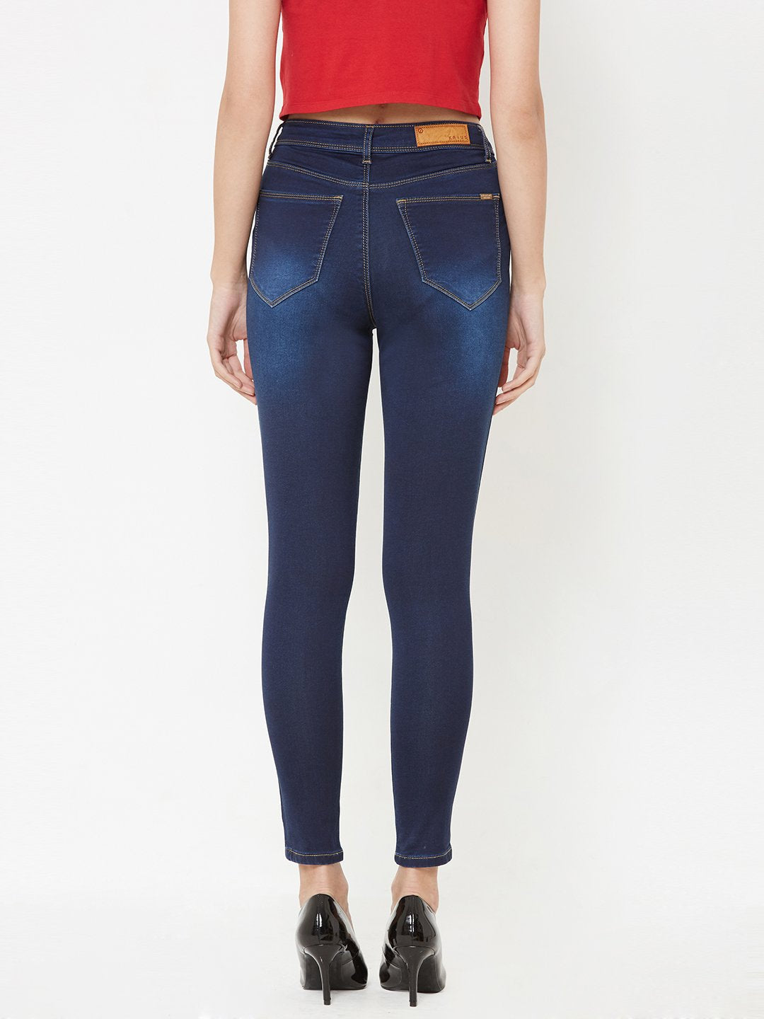 Women Blue High-Rise Crop Length Skinny Jeans