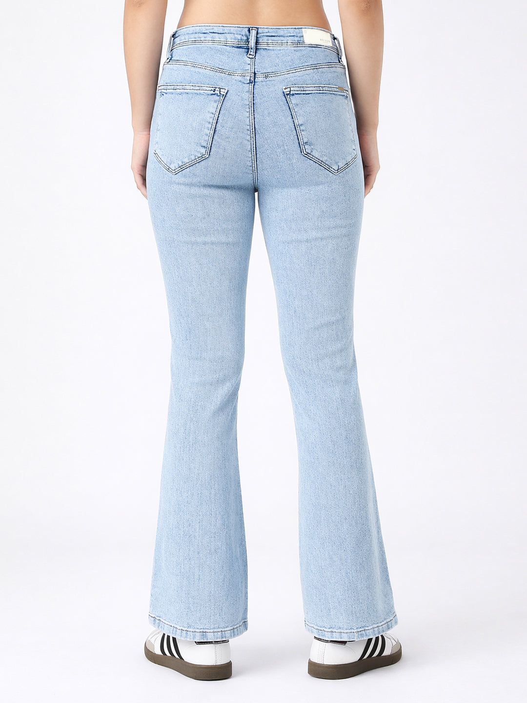 Women Light Blue High-Rise Mini Flare Jeans
