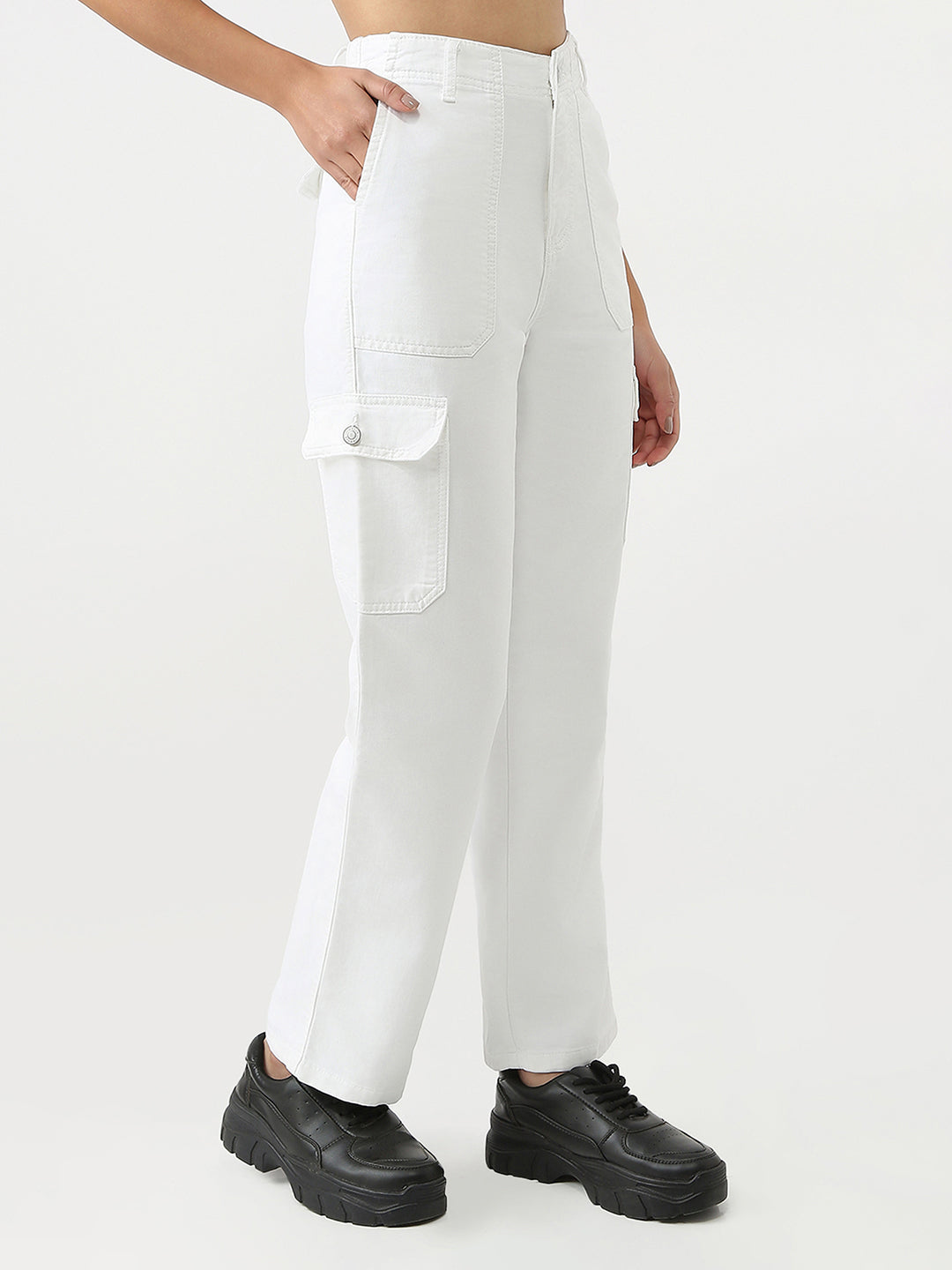 Women White Mid-Rise Cargo