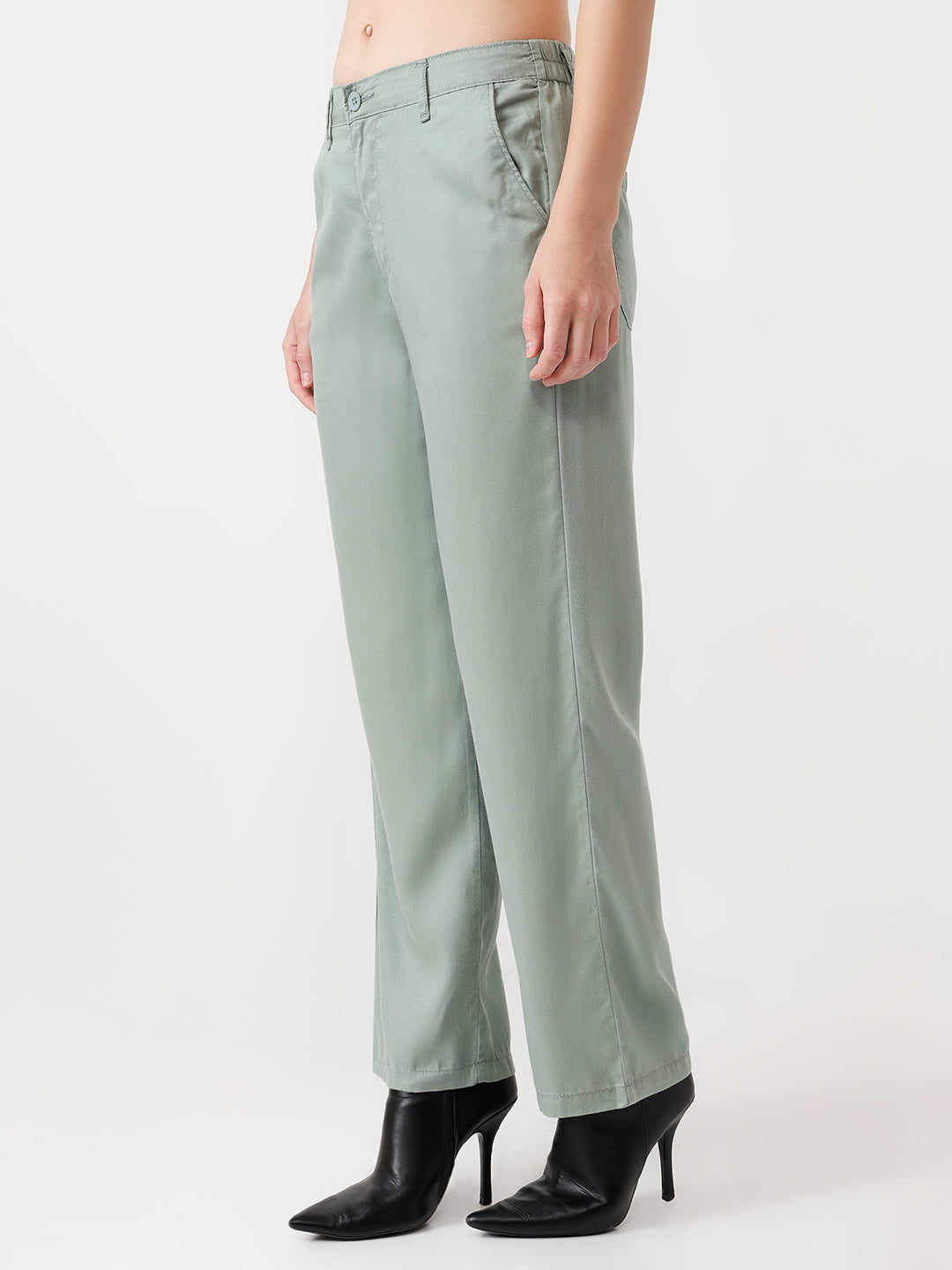Women High Rise Loose Straight Fit Pant