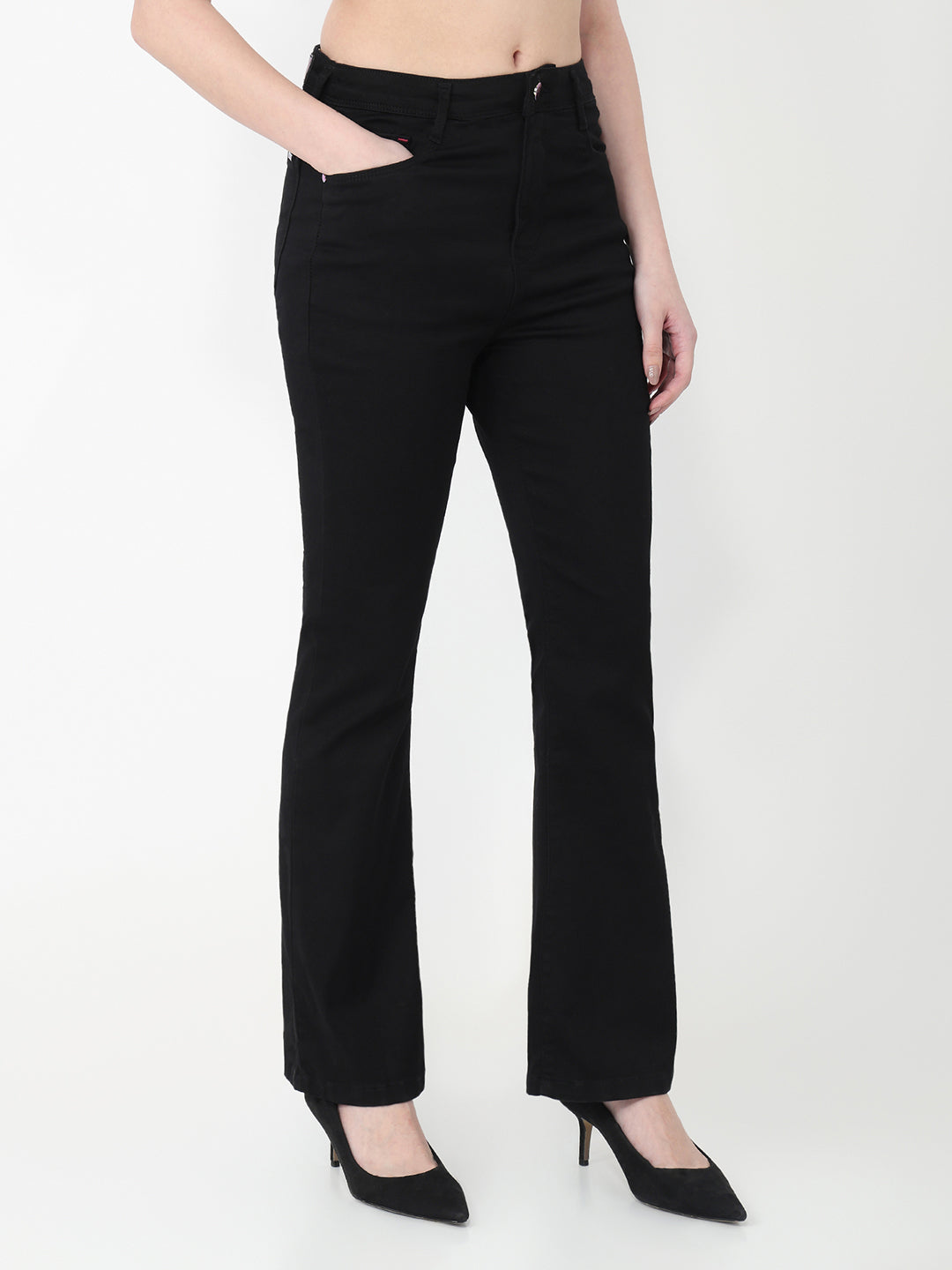 Women Black High-Rise Flare Jeans