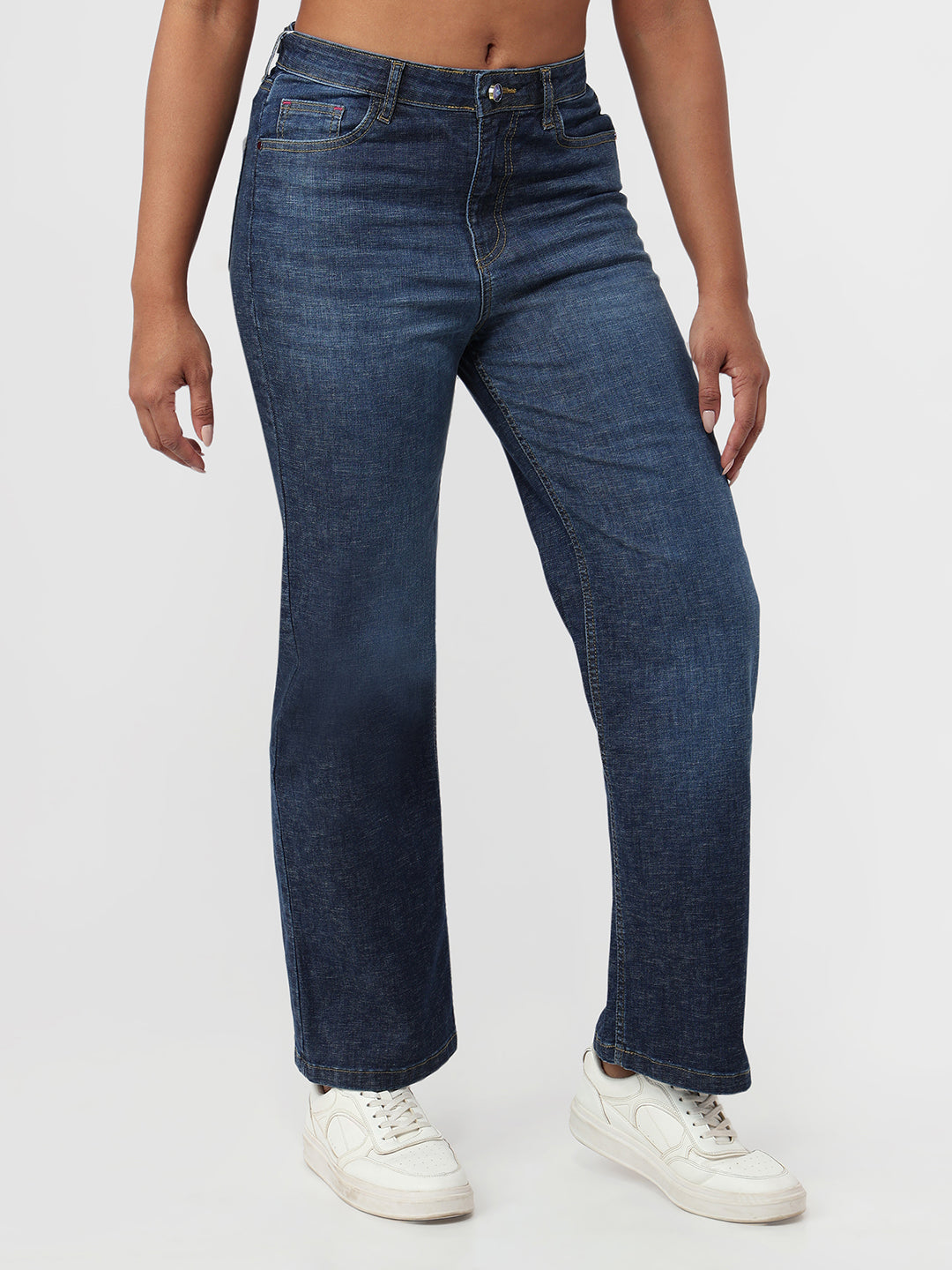 Women Blue High-Rise Straight Fit Jeans