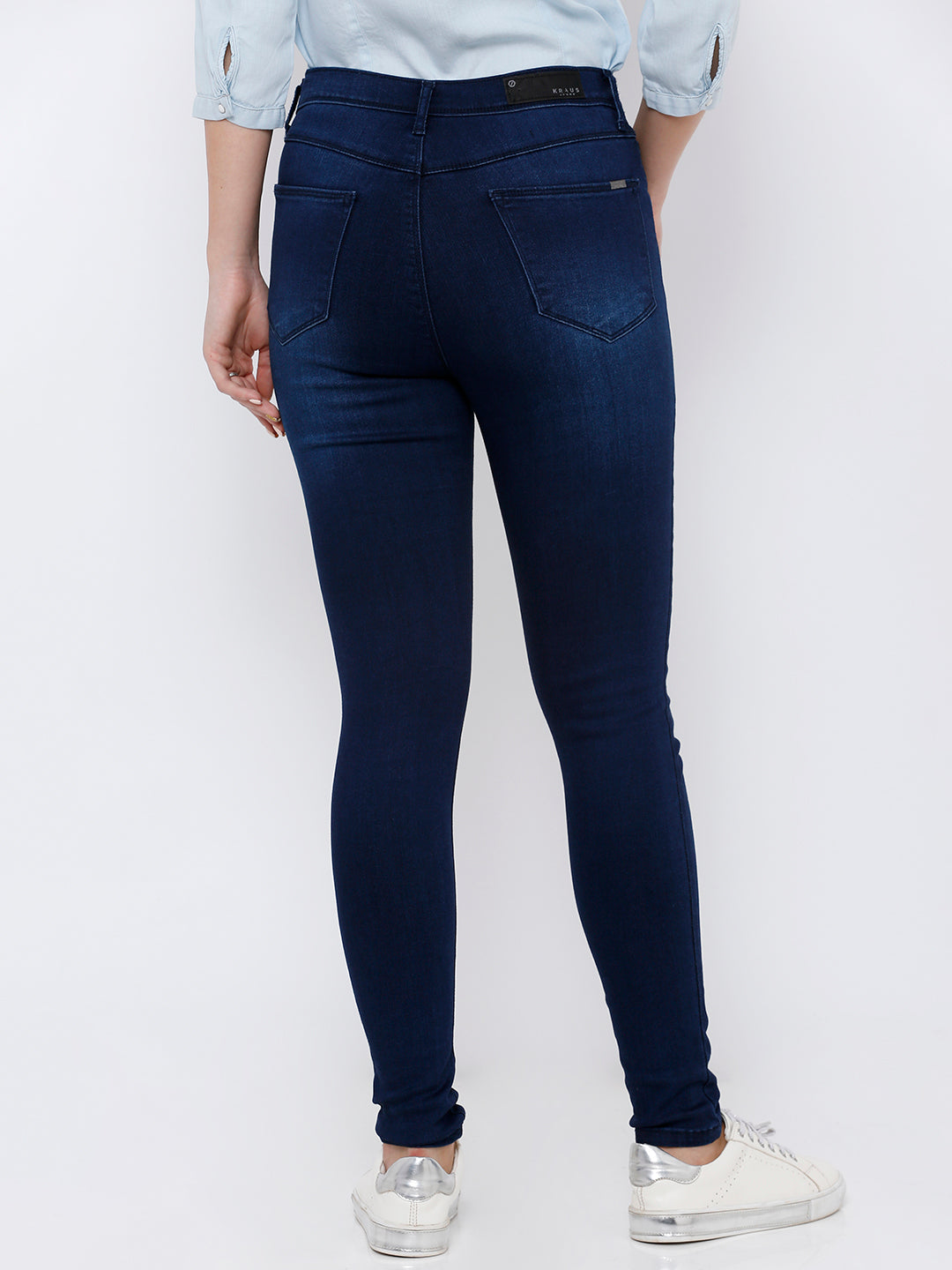 Women Dark Blue High-Rise Crop Jeans