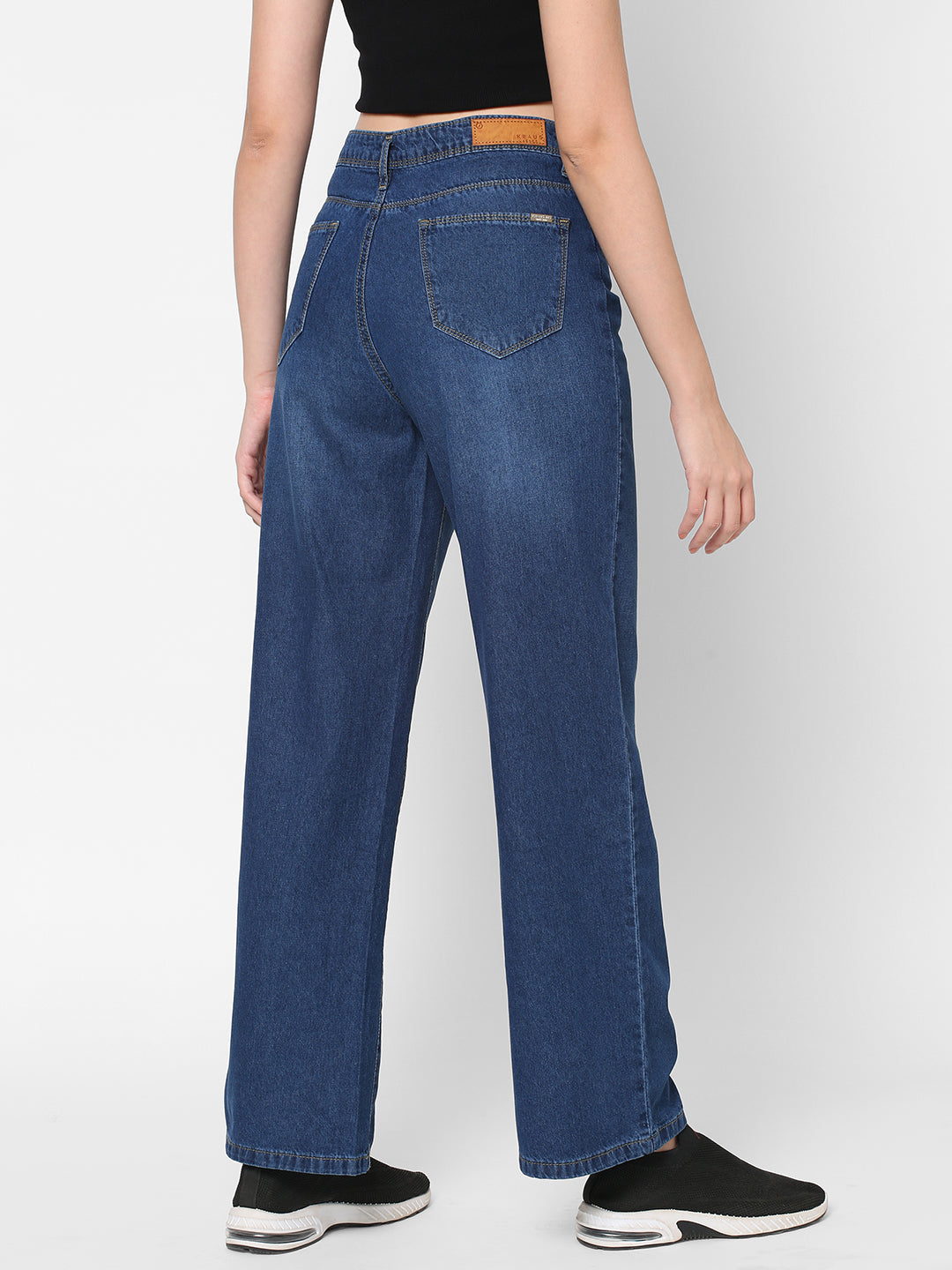 Women Blue High-Rise Parallel Wide Leg Jeans