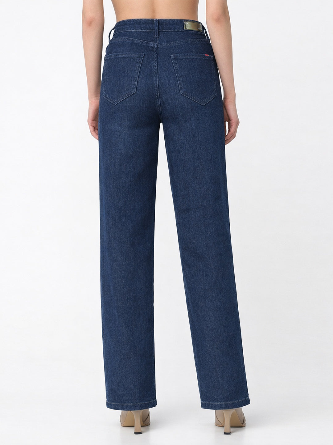 Women Dark Blue High-Rise Baggy Jeans