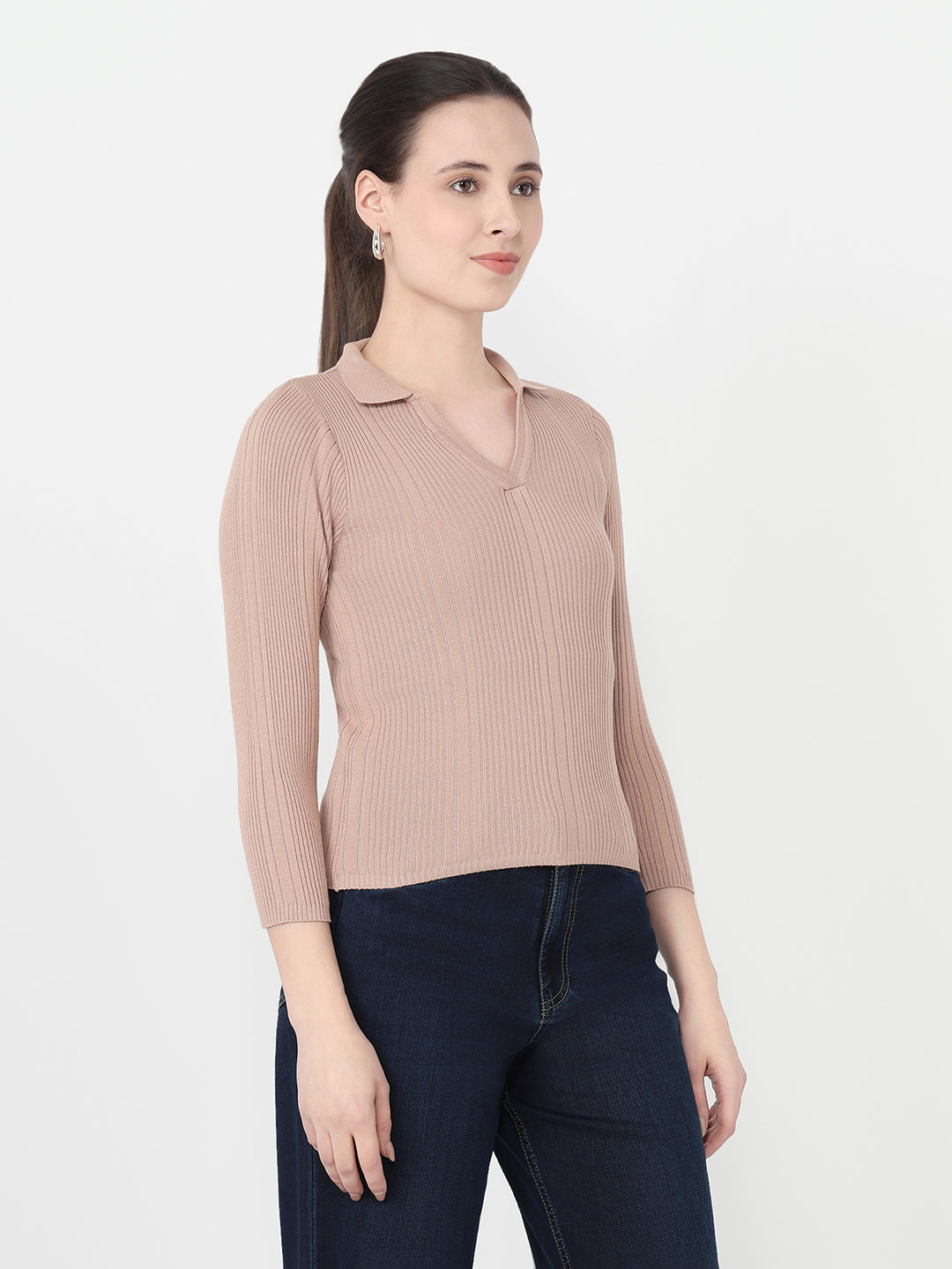 Women Beige Flat Knit