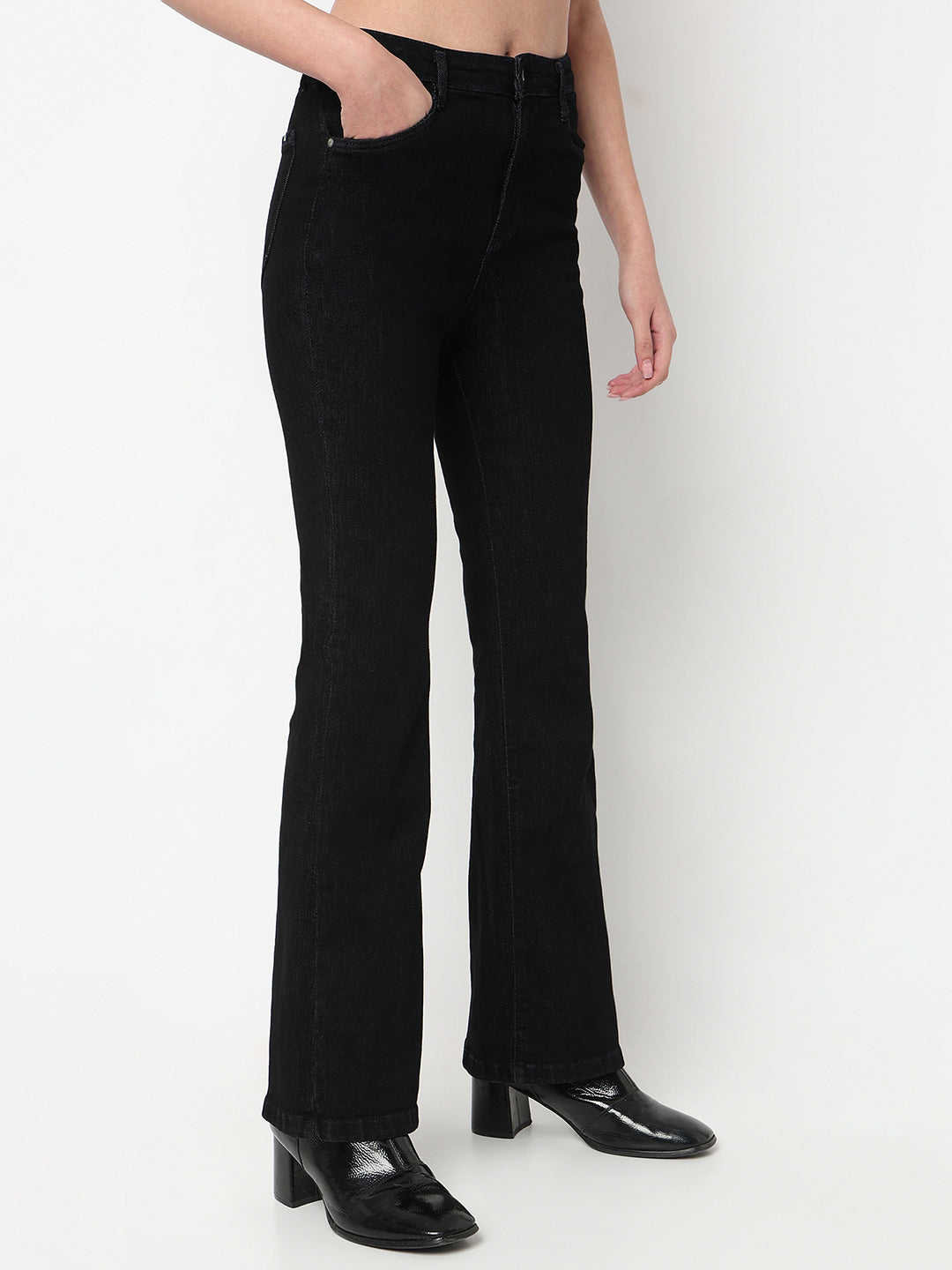 Women Black High-Rise Flare Jeans