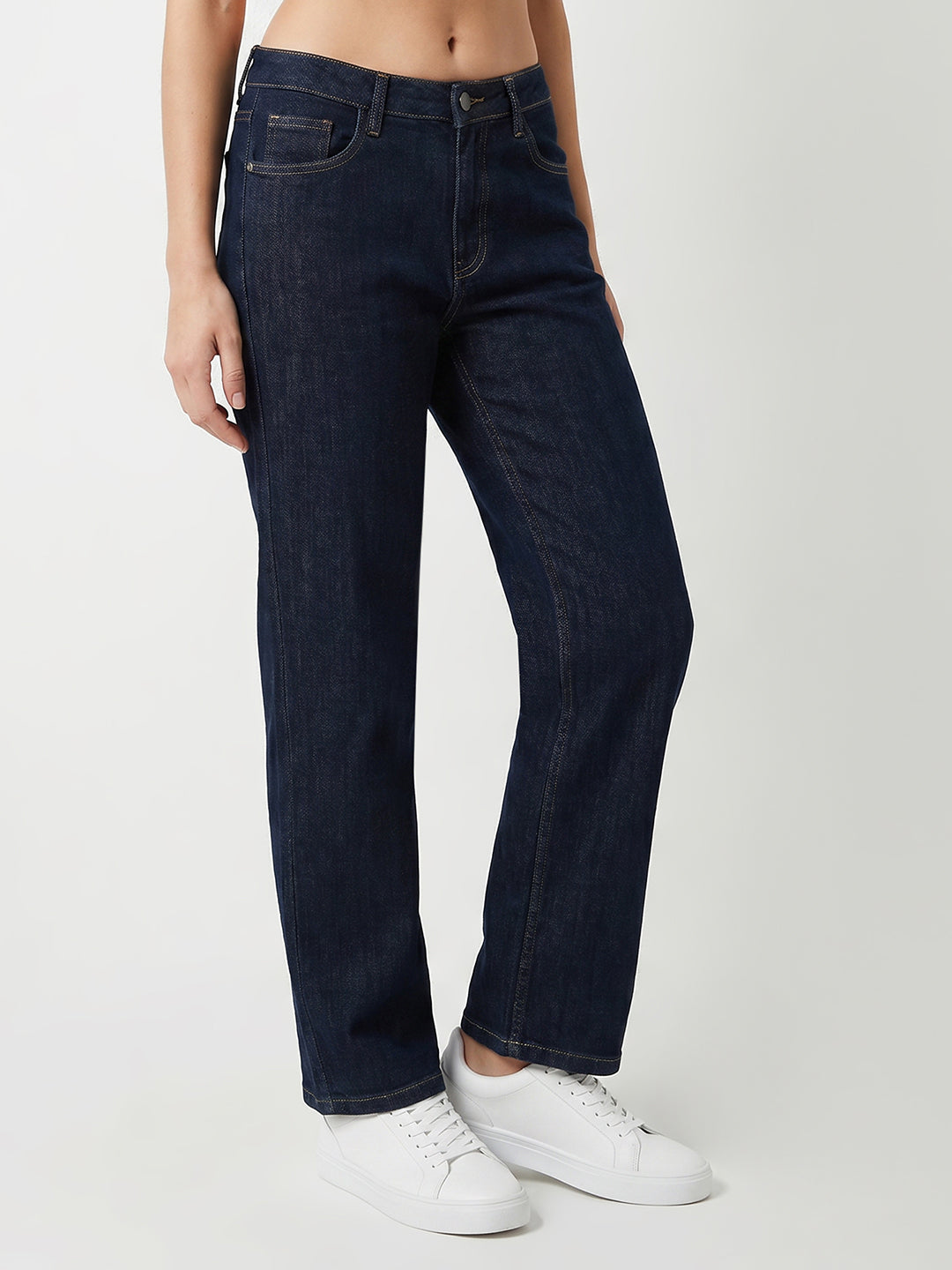 Women Blue High-Rise Straight Fit Jeans
