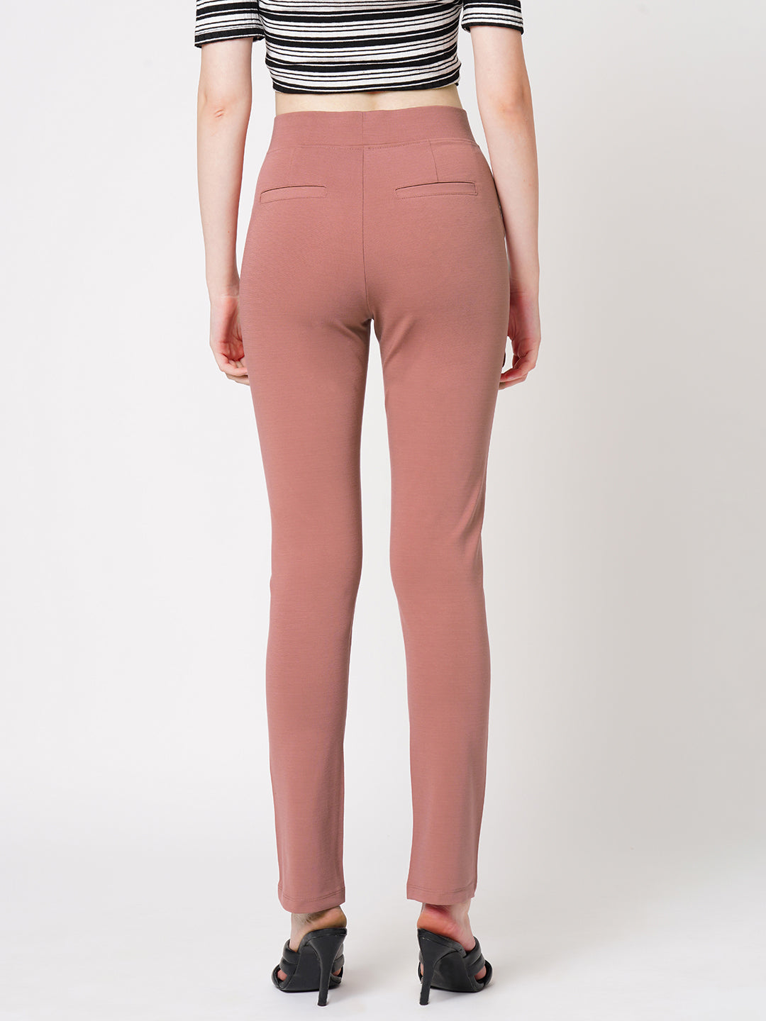 Women Dark Pink High-Rise Skinny Treggings
