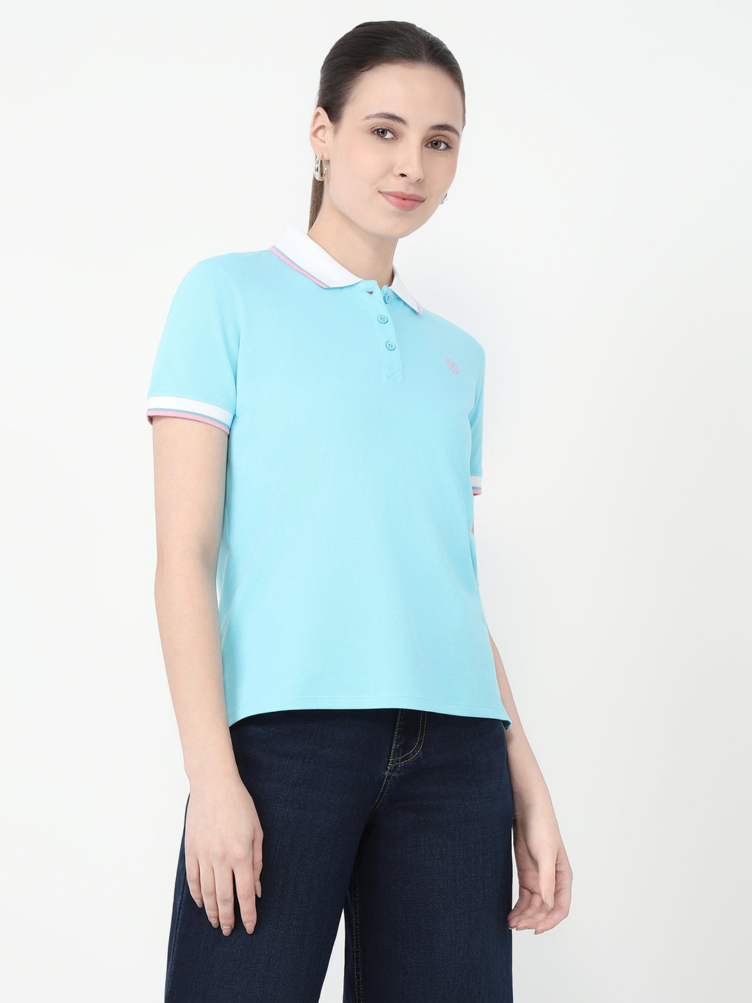 Women Sky Slim Fit Polo T-Shirt