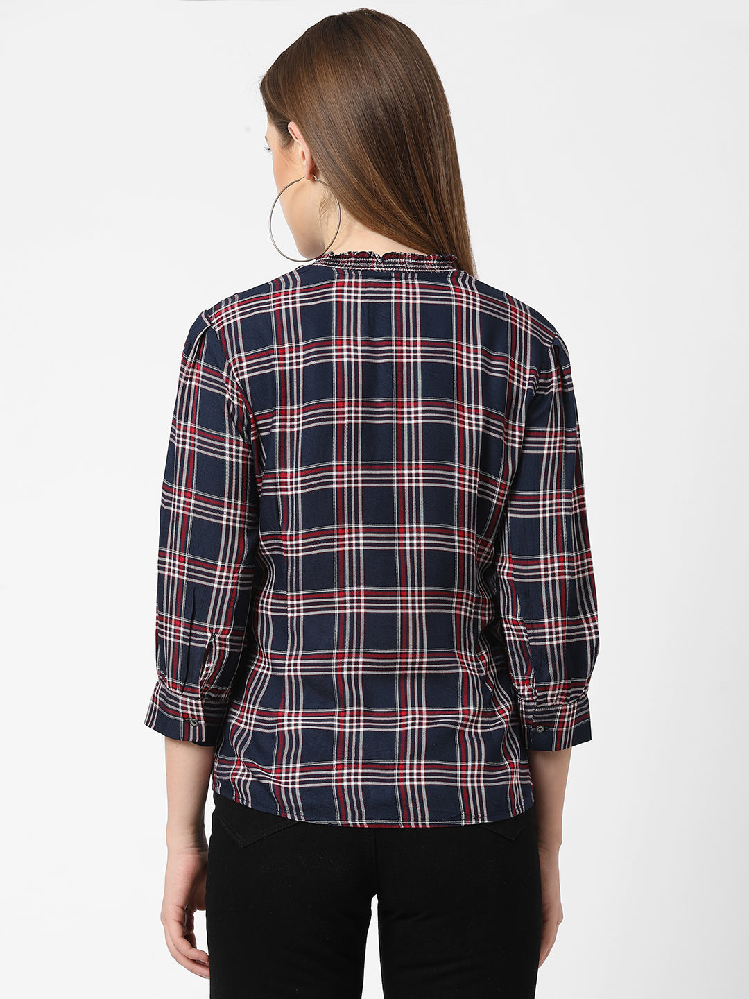 Women Navy Checks Shirt