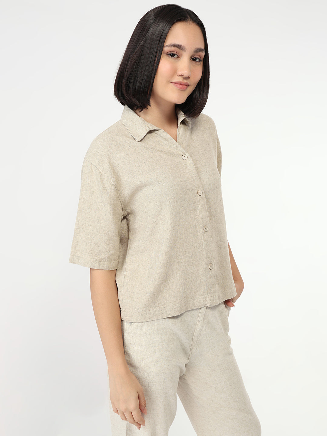Women Dark Natural Crop Shirt