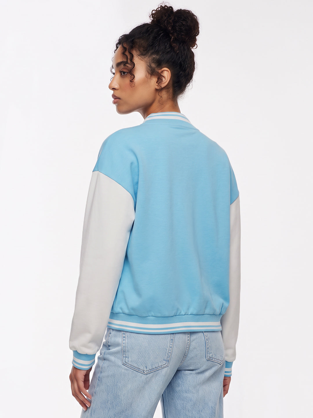 Sky/Off White Varsity Jacket