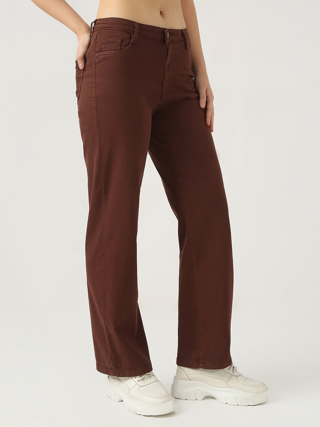 Women Sepia High Rise Wide Leg Jeans