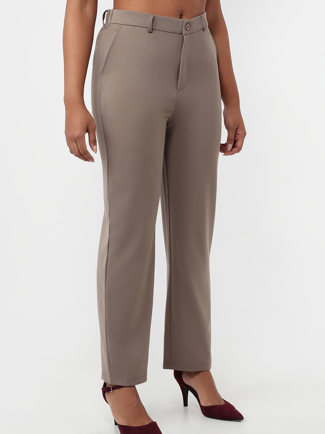 Women Stone High-Rise Straight Fit Korean Pants