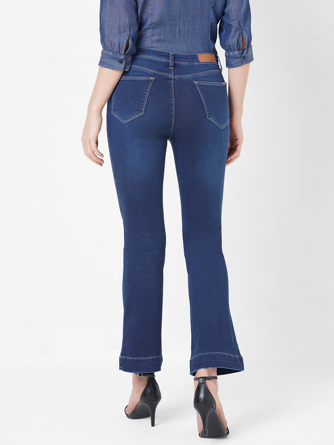 Women Light Blue High-Rise Flare Jeans