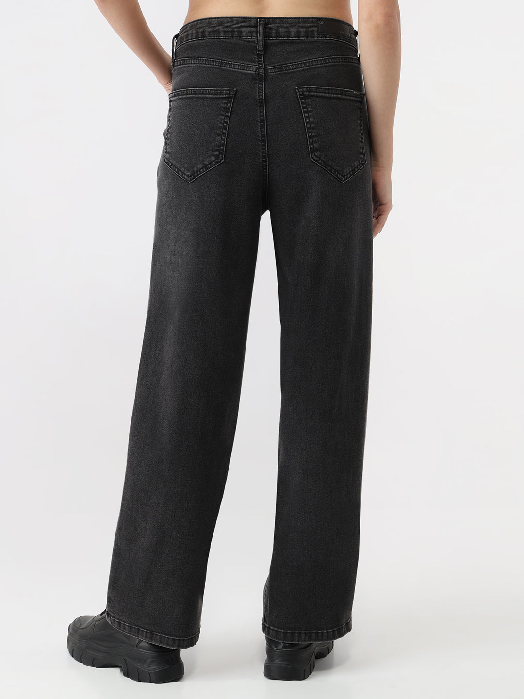 Women Charcoal High-Rise Loose Straight Jeans