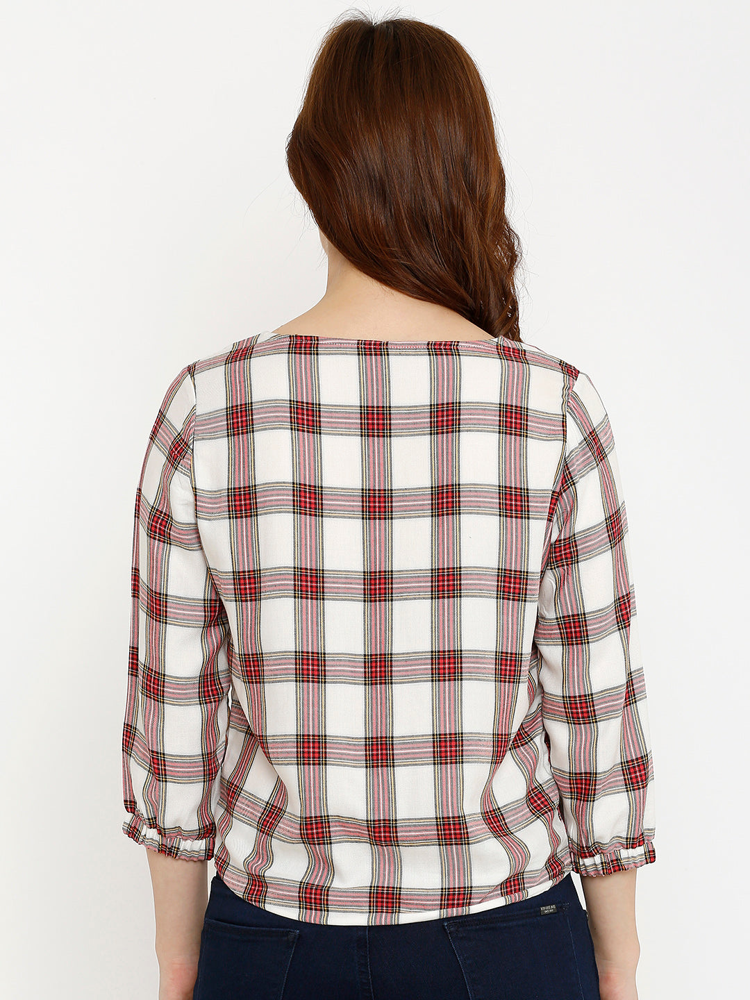 Women White Checks Top