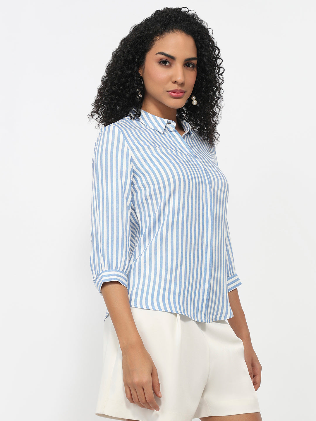 Women Blue/White Striped Shirt