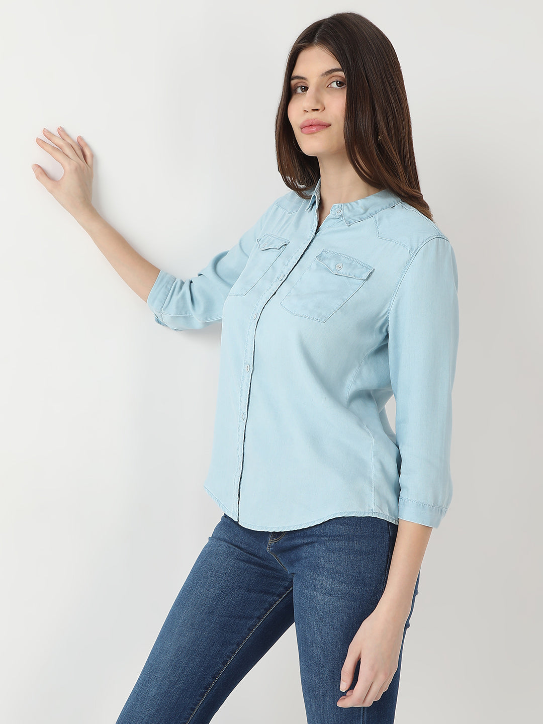 Women Light Blue Denim Shirt
