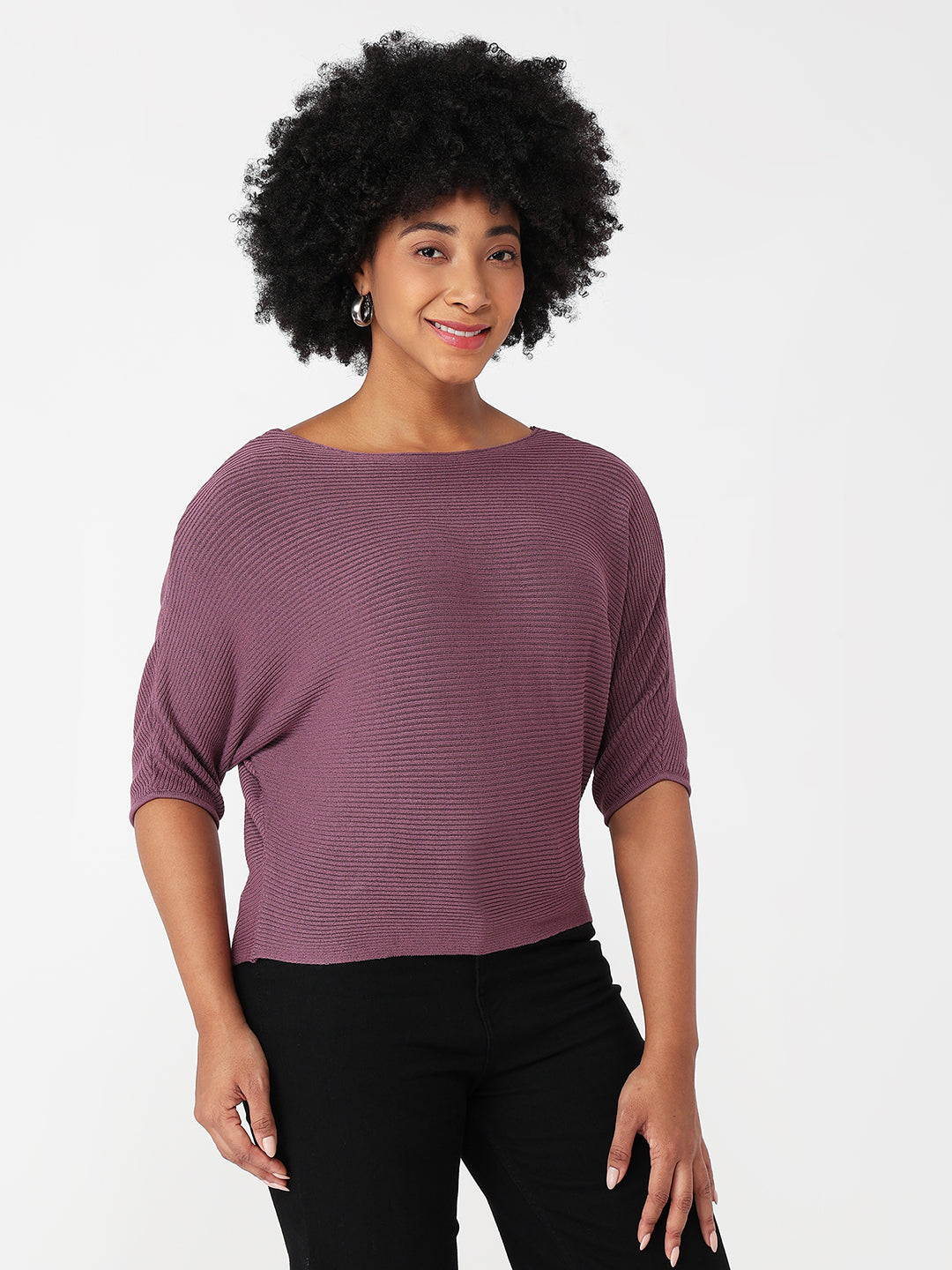 Women Mauve Slim Fit Batsleeve