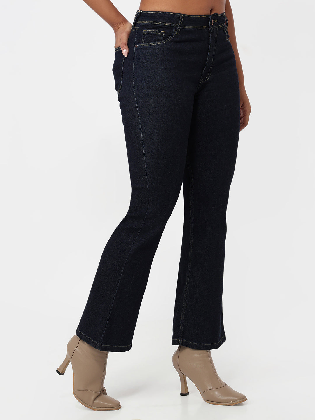 Dark Blue High-Rise Flare Jeans