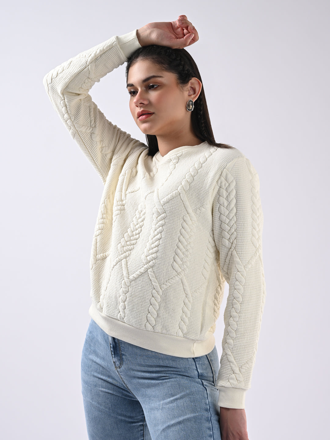 Women Self Design Sweater