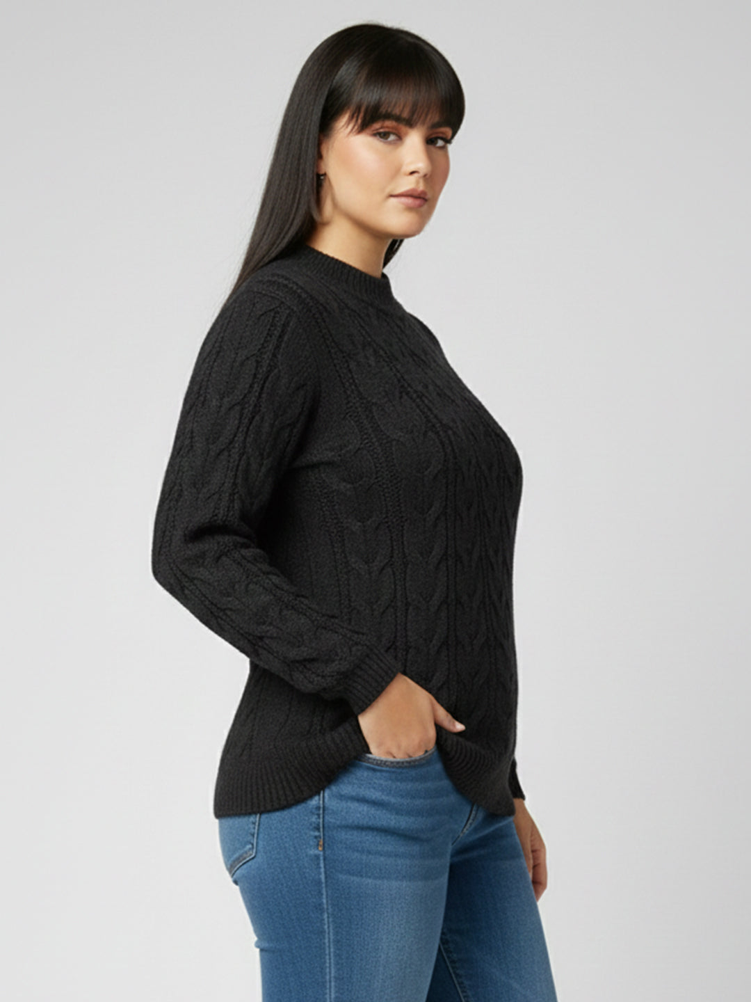 Women Black Slim Fit Sweater