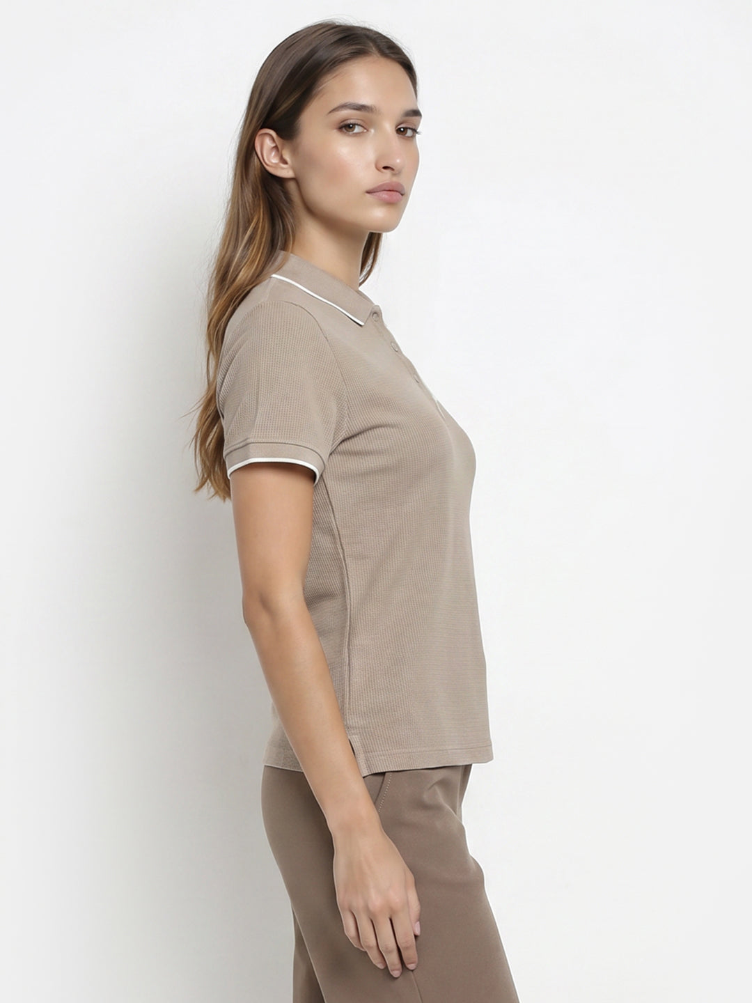Women Light Oyester Polo T-Shirt