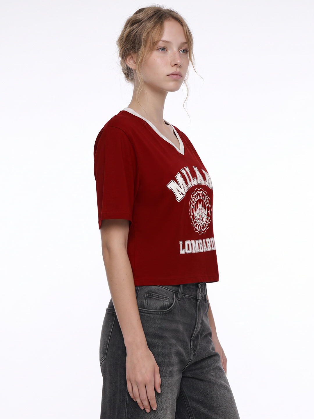 Red Graphic Crop Genz Tees
